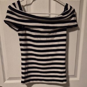 Banana Republic Navy and White Striped Top